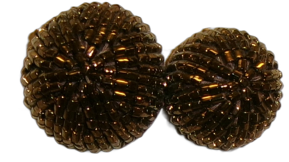 Vintage beaded shank buttons, dark bronze