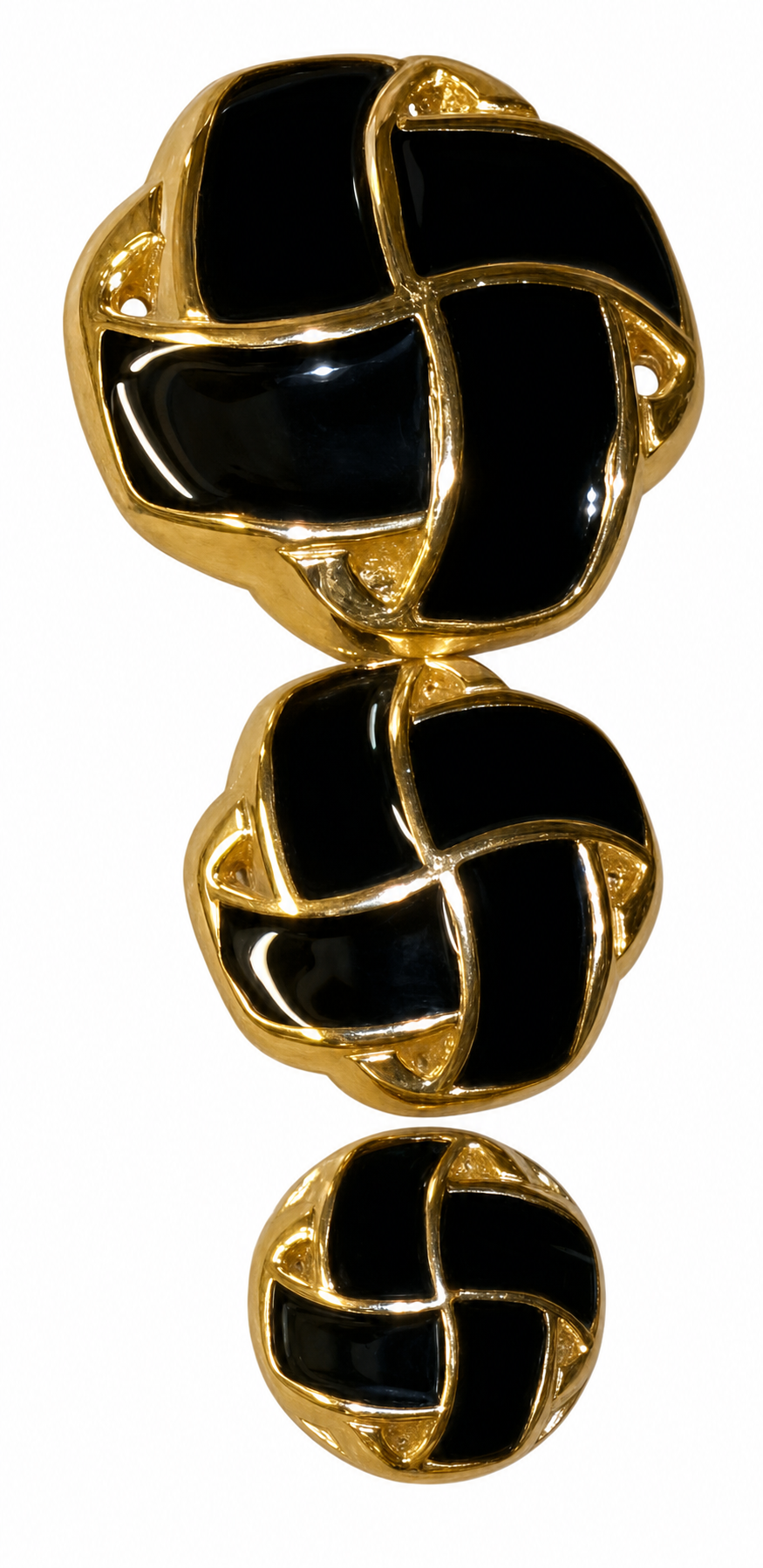 Black Italian Enamel Basketweave Buttons