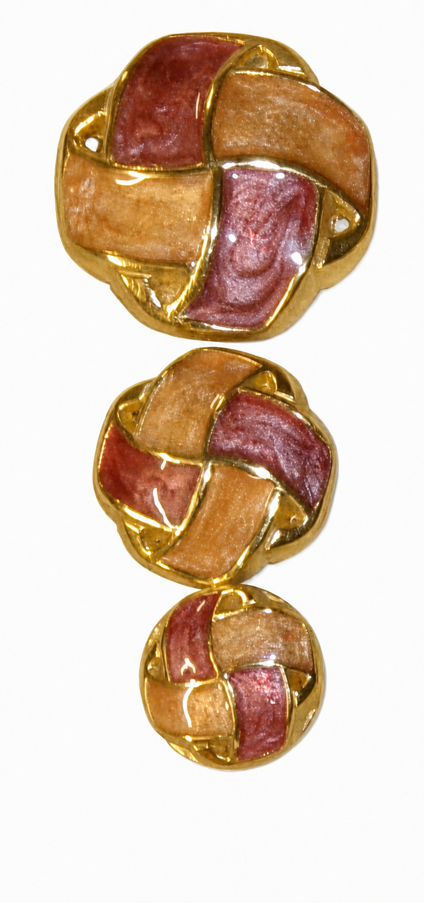Pink/Mauve Italian Enamel Basketweave Buttons