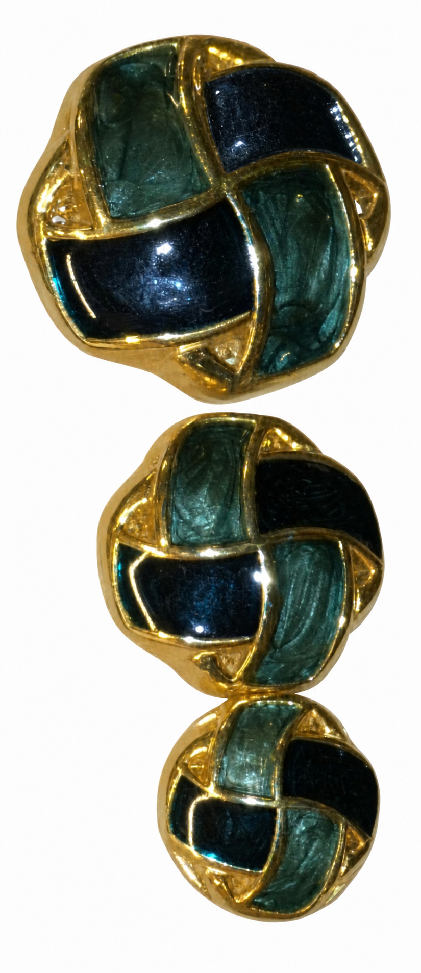Medium Blue & Navy Italian Enamel Basketweave Buttons