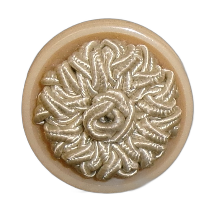 Vintage tan soutache center button, size 50