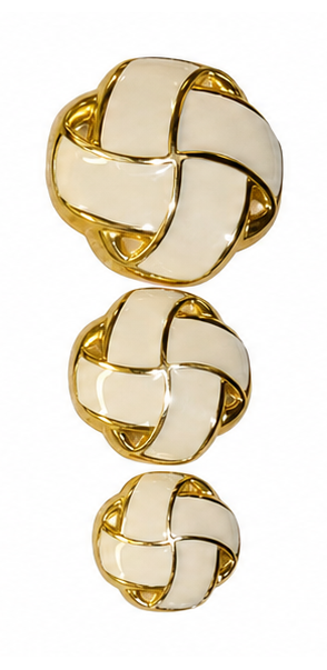 White Italian Enamel Basketweave Buttons