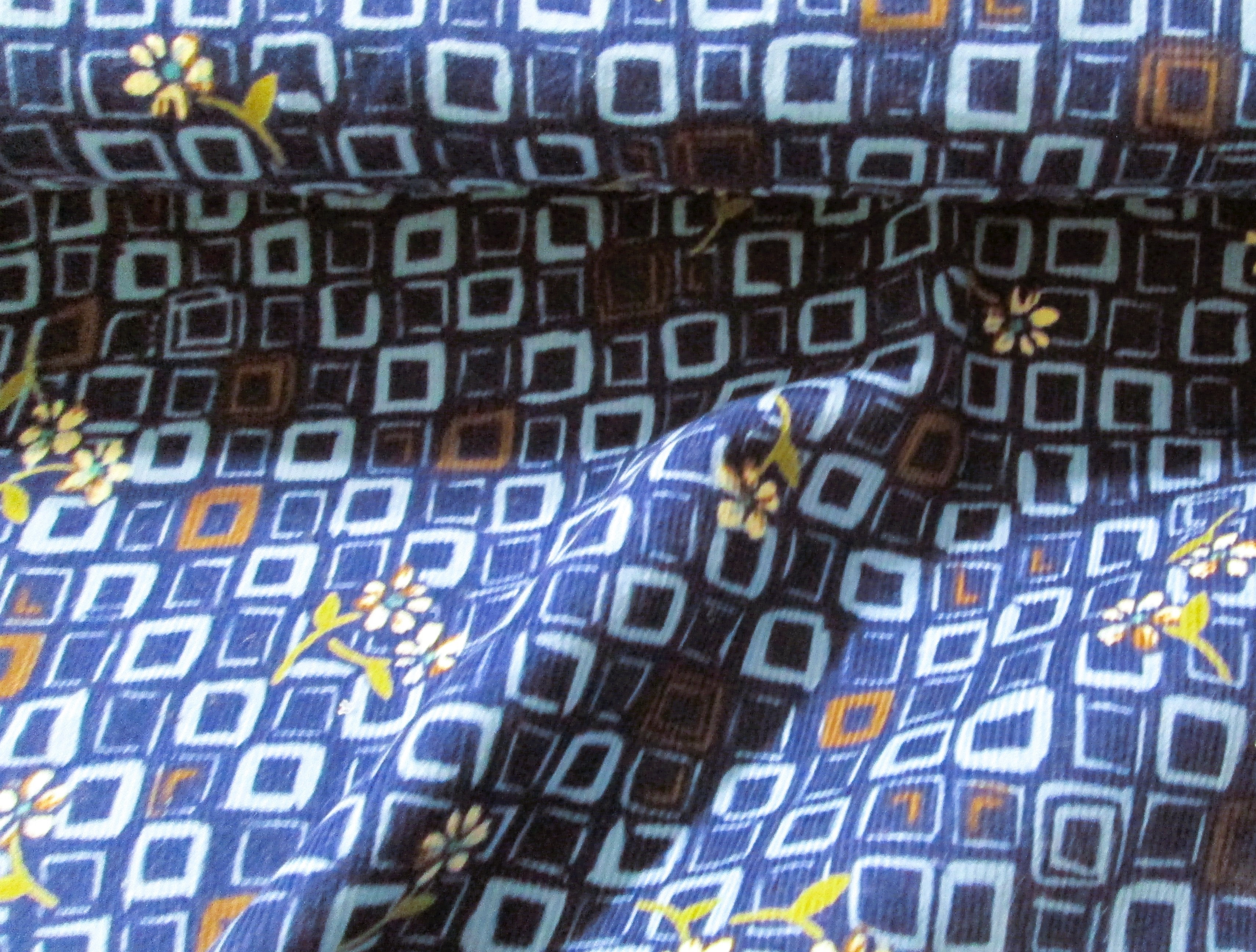 Geometric blue print corduroy