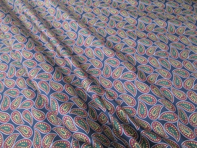 Navy paisley Italian silk twill, #7202