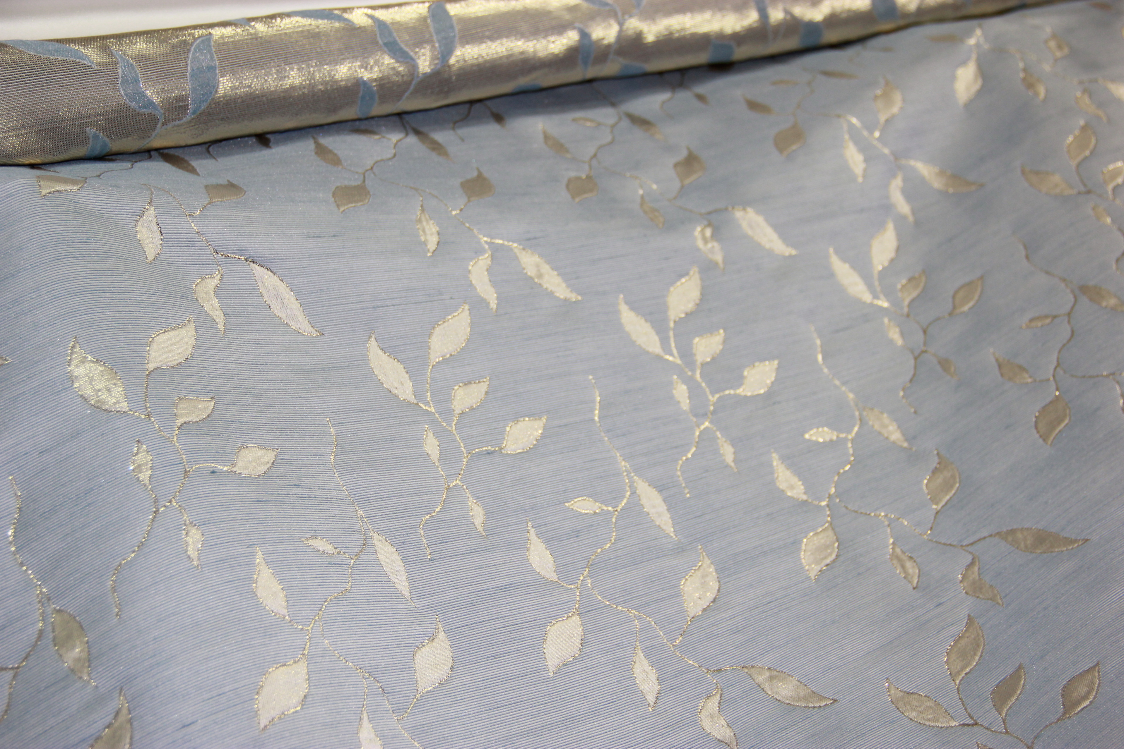 Blue vines brocade with metallic