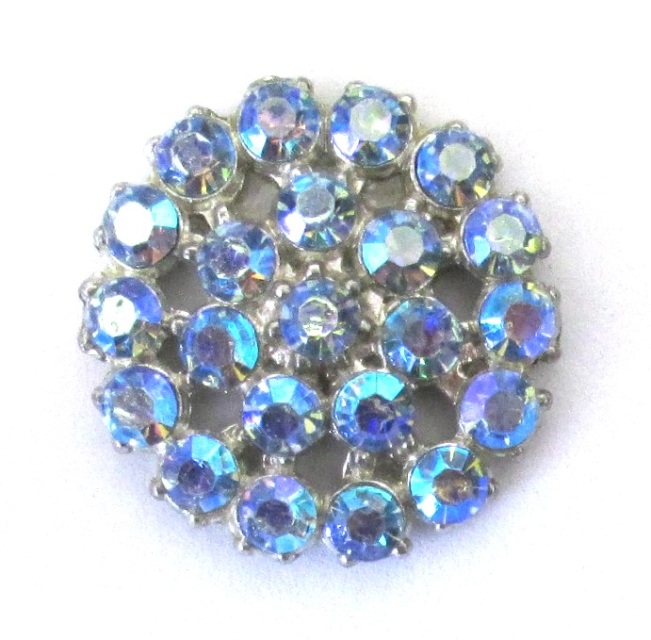 Aurora borealis vintage multi rhinestone button