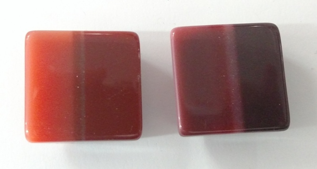 Chunky geometric buttons, orange, wine